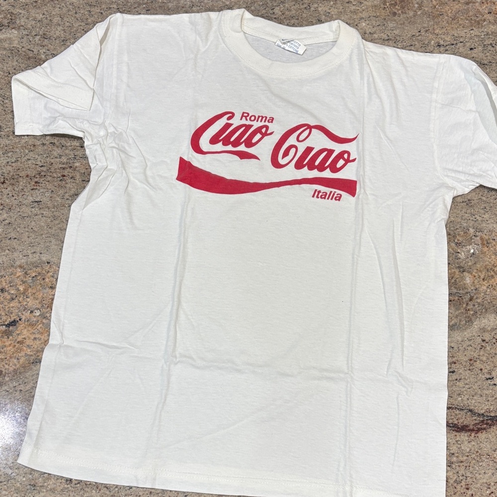 White T-Shirt with Red Ciao Ciao Print